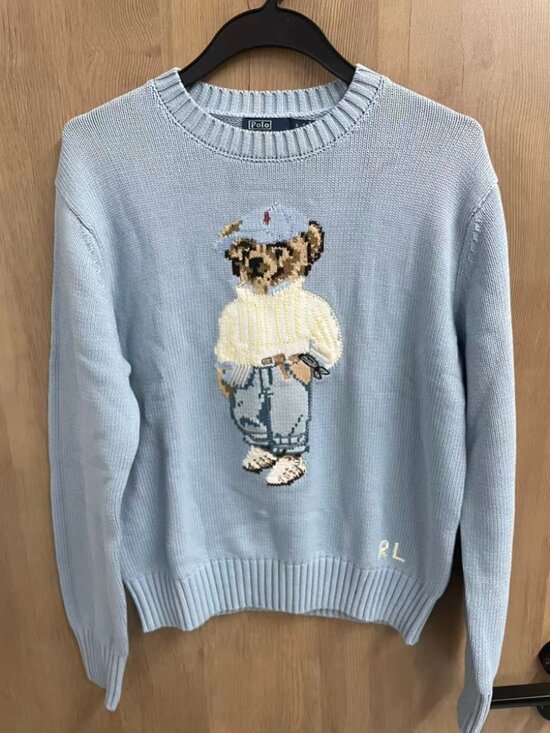 Polo Ralph Lauren Sweaters - Polo Ralph Lauren Light Blue Casual Polo Bear Crewneck Knit Sweater